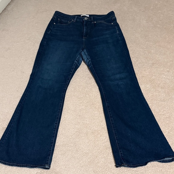 LOFT Denim - LOFT Dark Blue Curvy Slim Wide-Leg Flare Jeans